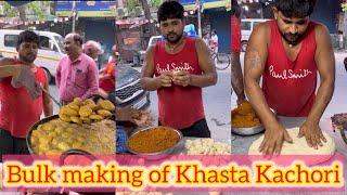 Bulk making of Khasta Kachori in Kolkata Bhut tasty bnate hai bhaiya