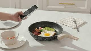 CAROTE Nonstick Frying Pan Skillet8 Non Stick Granite Fry Pan with Glass Lid