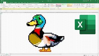 How to draw a pixel art Duck in MS Excel | MS Excel Drawing | Pixel Art