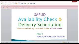 SAP SD: Availability Check configuration and Delivery Scheduling