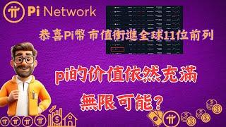 Pi Network恭喜Pi幣市值衝進全球11位前列，pi的價值依然充滿無限可能？