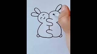 cute rabbit#hugging rabit#drawing#amazing #drawing with haya#shorts