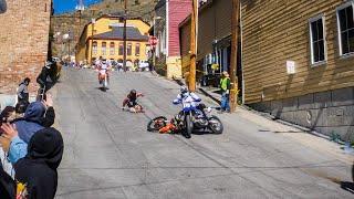 Virginia City Grand Prix First Corner Crashes on Pavement