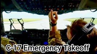 USAF C-17 Emergency Fast Takeoff & Night Landing - United States Air Force Boeing C17 Cockpit View