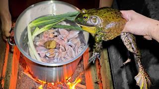 ウシガエルで鶏白湯ラーメン作ってみた