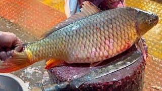 Amazing Big Carp Fish Cutting Skills In Bangladesh Fish Market | Fish Cutting Skills