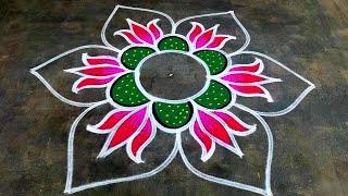 New year muggulu 2025 with colournew year rangoli designs 2025 simplejanuary 2025 rangoli designs