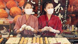 Beautiful Twin Sisters’ Takoyaki - Japanese Street Food - たこ焼 美人双子姉妹 焼きそば イカ焼き 四季桜 烤章鱼 타코야키 Yakisoba