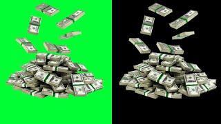 Dollar Stack Money Falling green screen & black screen effects HD video