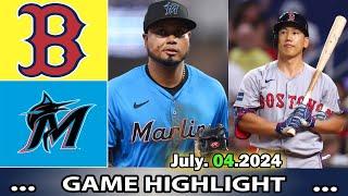 Miami Marlins vs.  Boston Red Sox [Today] (07/04/24)  GAME Highlights | MLB Season 2024