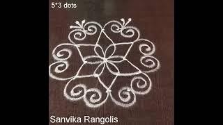 #shorts || 5*3 dots || daily rangoli || roju vari muggulu || Sanvika Rangolis