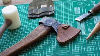 Leather Bushcraft Axe Sheath Making, Whole Process