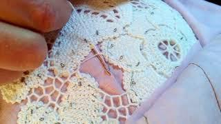 Как я шью сеточку в ирландском кружеве. Irish Crochet Lace & Needle lace
