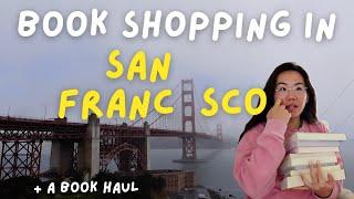thrifting books at the library, book haul, airport book shopping, and foggy san francisco baby