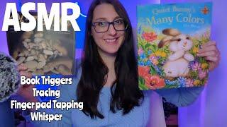 ASMR Fast Book Triggers ~ Tracing, Whispering, Finger pad Tapping