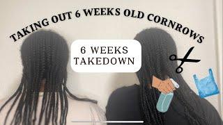 TAKING OUT 6 WEEKS OLD CORNROWS | 6 WEEKS TAKEDOWN ( april 2023 )