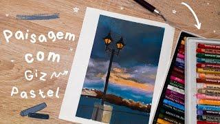 PINTANDO PAISAGEM COM GIZ PASTEL OLEOSO PARA RELAXAR | Como fazer detalhes com giz pastel #pintura