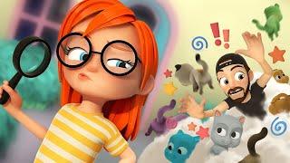 CAT DETECTiVE the CARTOON!!  Adley & Dad help Granny Mom! Finding Lost Cats and Digital Roblox pets!