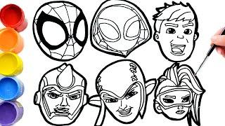 How To Draw Marvel's Spidey and His Amazing Friends and villains faces | DISNEY