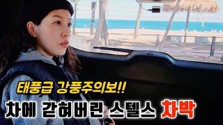 차박 중독!! 태풍급 강풍에 나갔다가 차에 갇혀버린 스텔스 차박 / Outin Nano espresso