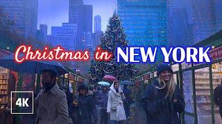 NEW YORK Christmas Joy  Holiday Season in Manhattan ️ Rainy Walking Tour 4K