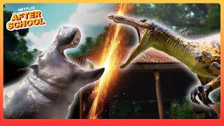 Battle of the Beasts: Suchomimus VS Hippo!  Jurassic World: Chaos Theory | Netflix After School