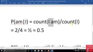 N Grams Models   Computing Probability of bi gram