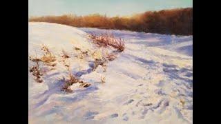 "Tracks in the Snow," pastel painting