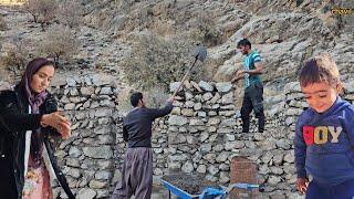 Making a winter house in the mountains