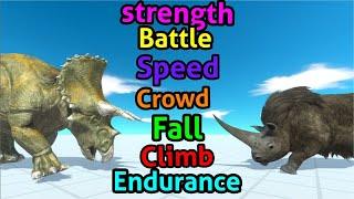 Battle ability Triceratops vs Woolly Rhino animal revolt battle simulator