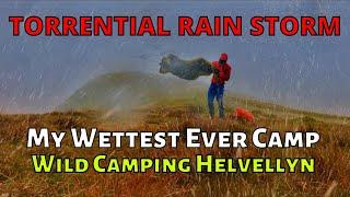 TORRENTIAL HEAVY RAIN WILD CAMPING in a STORM Helvellyn Lake District UK Abisko Lite 1 Tent Test