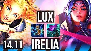 LUX vs IRELIA (MID) | Rank 5 Lux, 1500+ games, 6/3/13 | EUW Challenger | 14.11