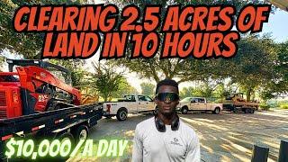 COMPLETELY CLEARING 2.5 Acres in 10 hours | Huge Profits | Bees Attacked Me! | Excavation Business