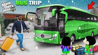 Franklin And Shinchan Bus Trip In Snowfall In GTA 5!