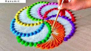 2 simple rangoli  easy rangoli designs for daily use  creative rangoli RanuArt Rangoli