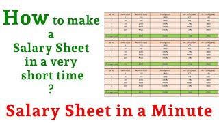 MS Excel salary sheet in a minute