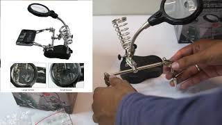 TE 801 Magnifying glass Helping Hand Machine led light with solderstand Review & Unboxing