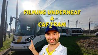 Unique Ride: Underneath a CAF Tram with a 360 Camera - Wheels View Perspective!