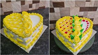 fresh cream pineapple heart shape cake decoration ideas | pineapple cake design | Master chef imran