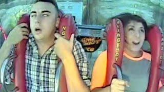 Guy Continuously Passes Out on Sling shot Ride