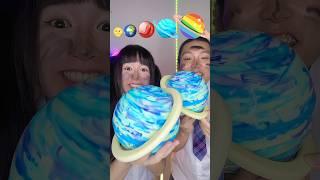 Rainbow emoji ball food challenge ASMR planet food #asmr #mukbang #shorts