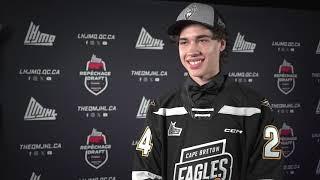 2024 QMJHL Draft : Romain Litalien after being drafted by the Cape Breton Eagles