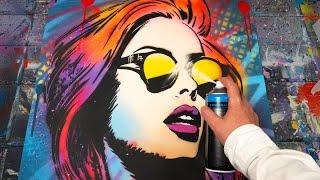 Peinture Pop Art Explosive au Pochoir : Créez un Portrait Stylé aux Couleurs Fluorescentes ! 