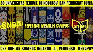 30 UNIVERSITAS TERBAIK DI INDONESIA DAN PERINGKAT DUNIANYA. REFERENSI MEMILIH KAMPUS TERBAIK SNBP