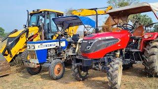 Jcb 3dx Eco Xpert Machine Loading Red Mud In Mahindra and Swaraj Tractor | Jcb and Tractor Cartoon