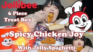 Jollibee Spicy Chicken Joy 6 Piece Treat Box With Jolly Spaghetti Mukbang