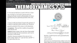 Thermodynamics 2-15 A water jet that leaves a nozzle at 60 m/s at a flowrate of 120 kg/s is to be