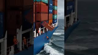 you won't believe this... #ship #waves #ocean #storm #container #cargo #sea #fyp