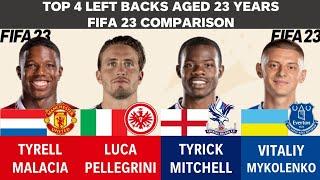 Top 4 Left Backs aged 23 - Malacia vs Pellegrini vs Mitchell vs Vitaliy Mykolenko(FIFA23 Comparison)