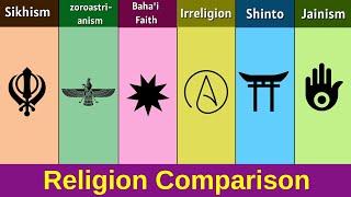 Sikhism vs Zoroastrianism vs Baha'i Faith vs Irreligion vs Shinto vs Jainism | Religion Comparison